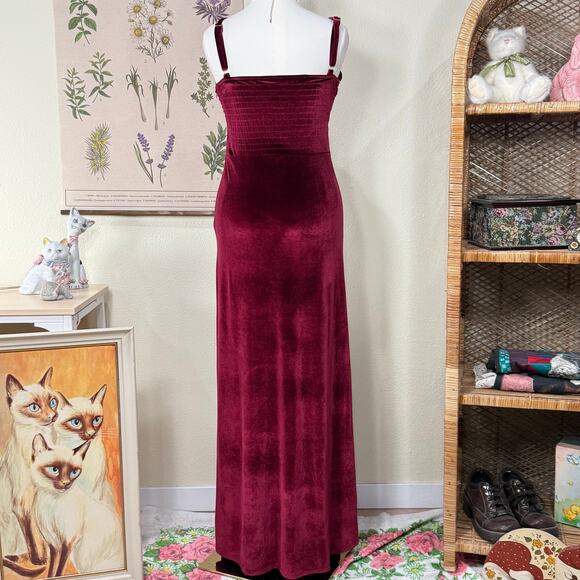 Red Velvet Formal Maxi Dress Whimsigoth Romantic Goth Vampire Vamp Sexy Hoco M - Picture 3 of 4
